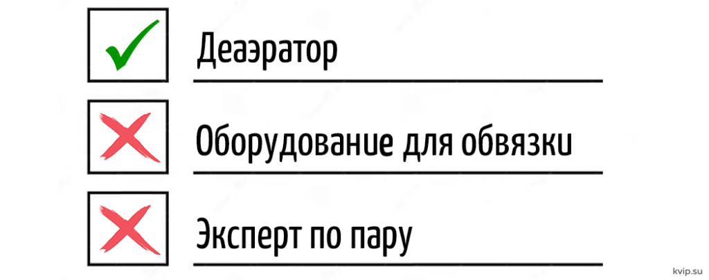 Чек-лист обвязки деаэратора